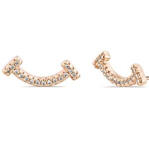 Tiffany T Smile Motif Earrings in Rose Gold Tone